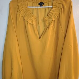 J. Crew Women's Yellow Ruffle Blouse